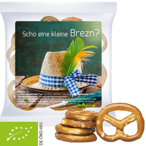 Organic mini pretzels original, ca. 7g, express maxi bag with label