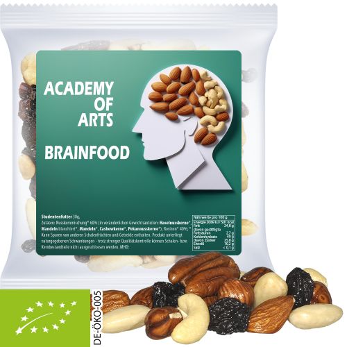 Organic trail mix, ca. 30g, express maxi bag with label