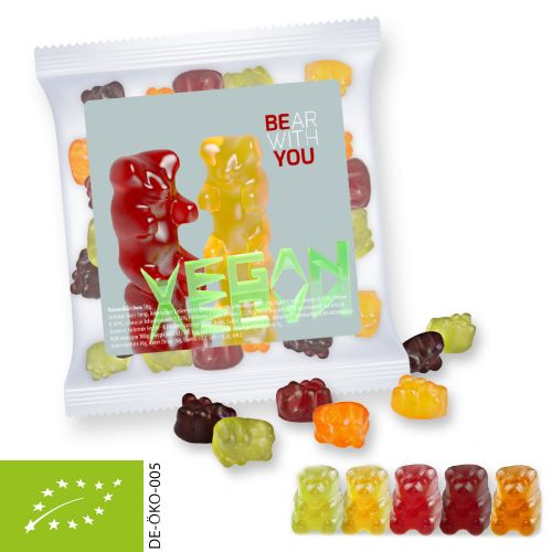 Organic gummy bears without gelatine (vegan), ca. 30g, express maxi bag with label