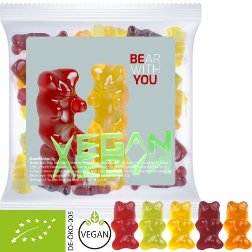 Organic gummy bears without gelatine, ca. 30g, express maxi bag with label