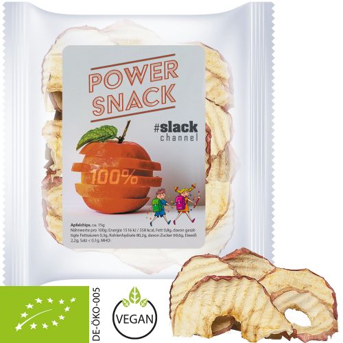 Organic apple chips, ca. 15g, express maxi bag with label