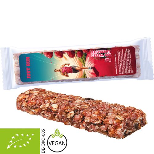 Organic cereal bar raspberry, 30g, express flowpack with label