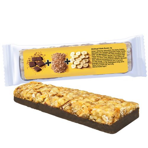 Cereal bar chocolate banana, 30g, express flowpack with label