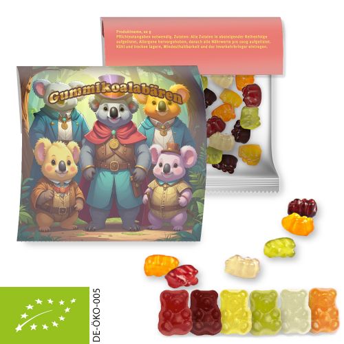 Organic gummy bears with gelatine, ca. 30g, express maxi bag with promotional flyer