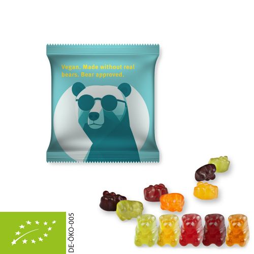 Organic gummy bears without gelatine (vegan), ca. 10g, mini bag
