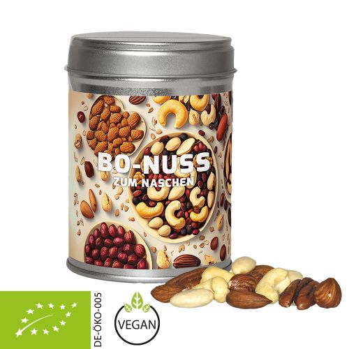 Organic nut mix , ca. 100g, dual tin with label