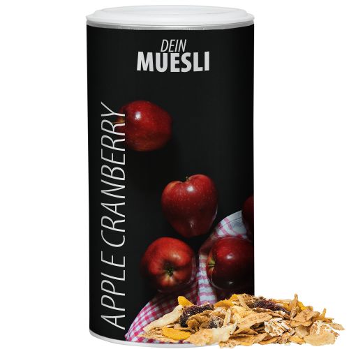 Muesli apple cranberry, ca. 160g, cardboard can medium with label