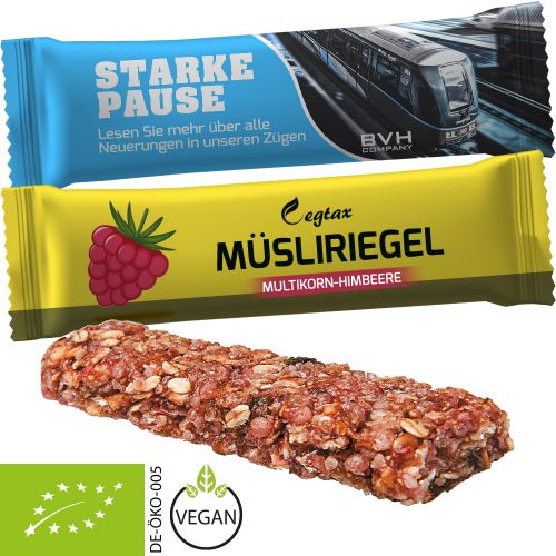 Organic cereal bar raspberry, ca. 30g, flowpack