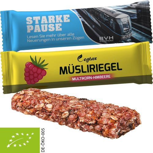 Organic cereal bar raspberry (vegan), ca. 30g, flowpack