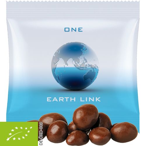 Organic peanuts in milk chocolate, ca. 7g, mini bag