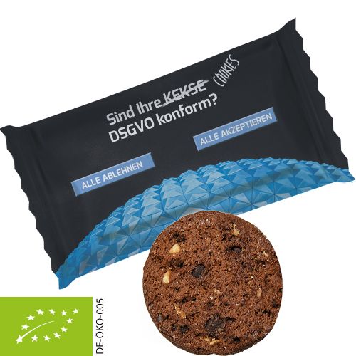 Organic cookie chocolate hazelnut (vegan), ca. 7g, flowpack