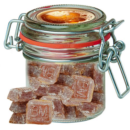 Bavarian malt candy (vegan), ca. 60g, candy jar mini with label