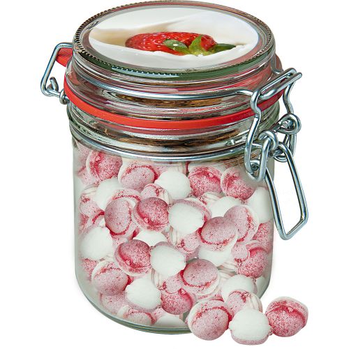 Strawberry yogurt candy, ca. 200g, candy jar maxi with label