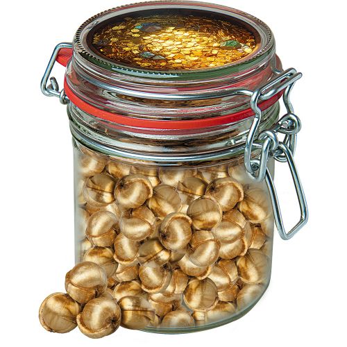 Golden nuts candy (vegan), ca. 200g, candy jar maxi with label