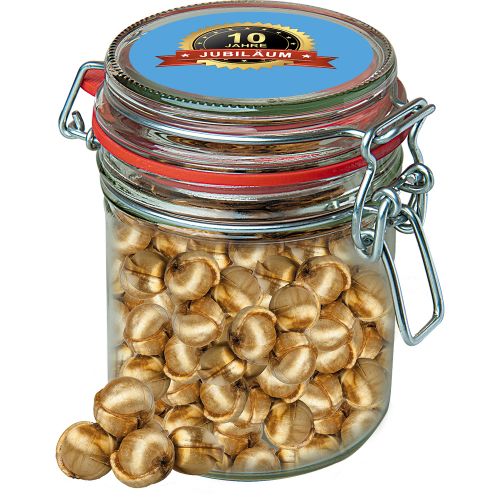 Golden nuts candy, ca. 200g, candy jar maxi with label