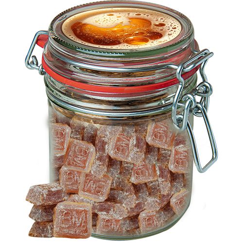 Bavarian malt candy (vegan), ca. 200g, candy jar maxi with label