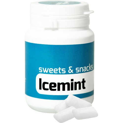Icemint chewing gum, ca. 63g, chewing gum jar with label