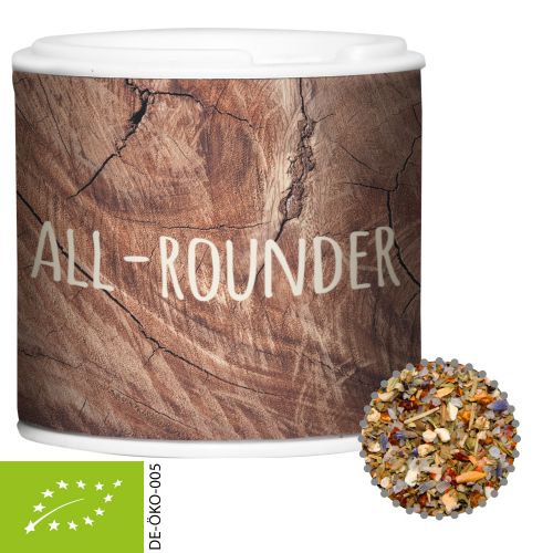 Organic all-rounder spice, ca. 35g, cardboard spice shaker with label