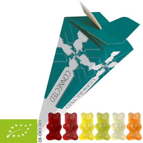 Organic gummy bears with gelatine, ca. 30g, present pyramid