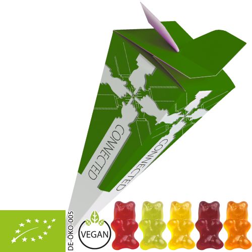 Organic gummy bears without gelatine, ca. 30g, present pyramid