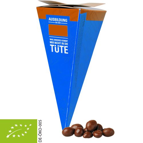 Organic peanuts in milk chocolate, ca. 30g, present pyramid