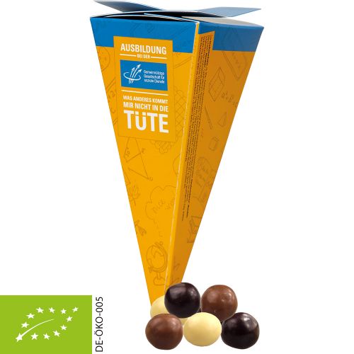 Organic choco crispy balls, ca. 20g, present pyramid