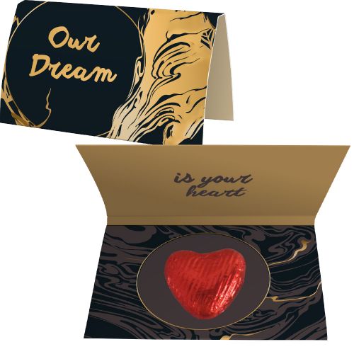 Chocolate hearts, ca. 5g, express promotional card with print