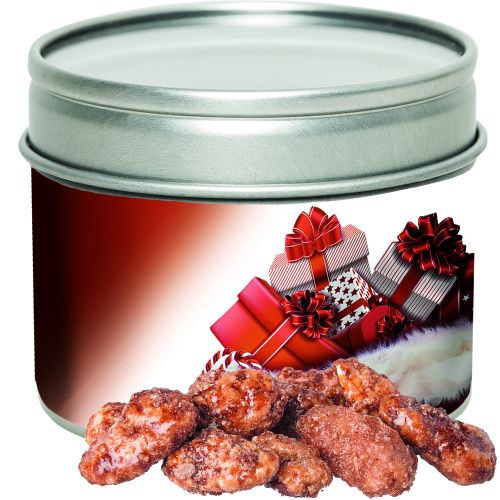 Burnt almonds, ca. 60g, metal tin with window with label