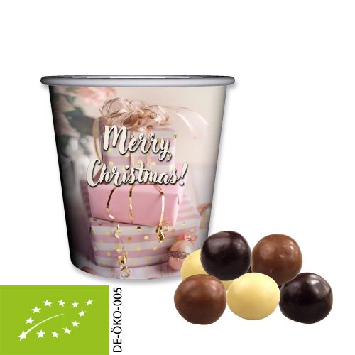 Organic choco crispy balls, ca. 30g, mini snack cup