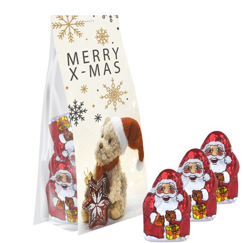 Chocolate mini Santa Claus, ca. 40g, express pouch with promotional flyer