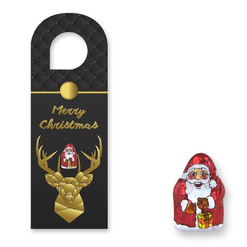 Chocolate mini Santa Claus, ca. 7g, express doorhaenger with print