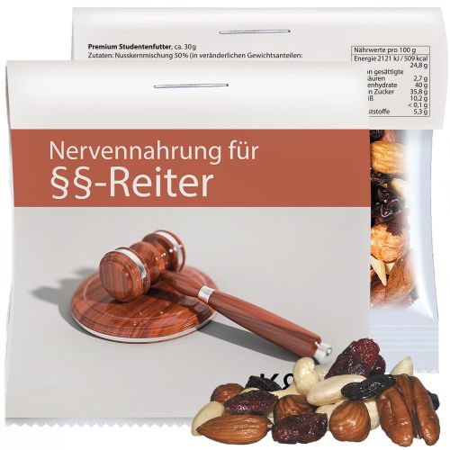Premium trail mix, ca. 30g, express maxi bag with promotional flyer