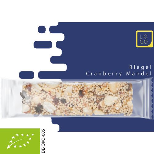 Organic crunchy bar cranberry almond, ca. 25g, express promotional card with print