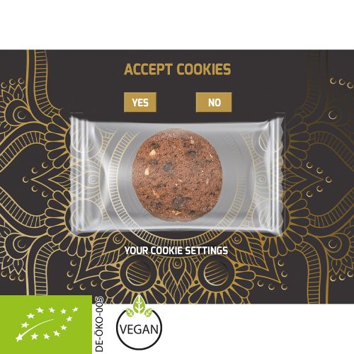 Organic cookie chocolate hazelnut, ca. 7g, express promotional card with print