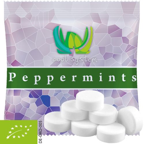 Organic peppermint drops (vegan), ca. 5g, mini bag