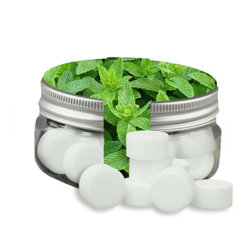 Peppermint drops sugar free (vegan), ca. 60g, mini sweet jar with label