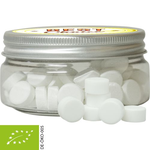 Organic peppermint drops (vegan), ca. 60g, mini sweet jar with label