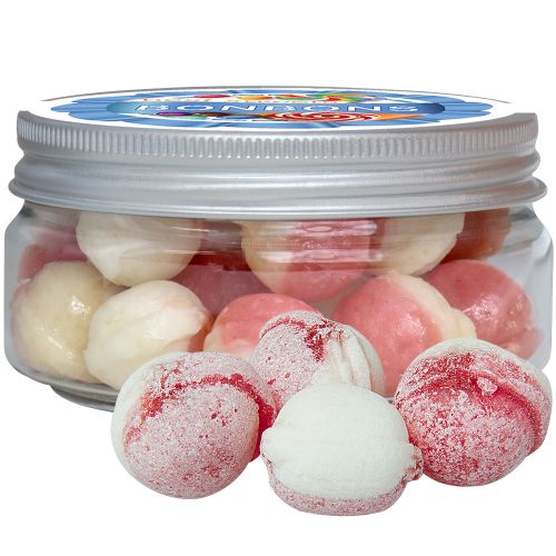 Strawberry yogurt candy, ca. 70g, mini sweet jar with label