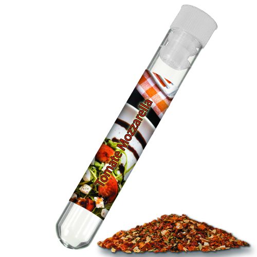 Tomato mozzarella spice, ca. 5g, test tube with label