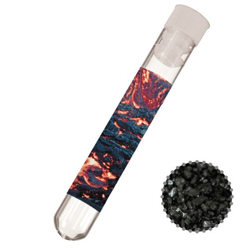 Black lava salt, ca. 12g, test tube with label