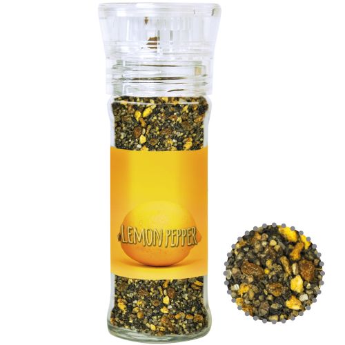 Lemon pepper, ca. 50g, transparent spice mill with label