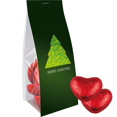 Chocolate hearts, ca. 36g, express pouch with promotional flyer