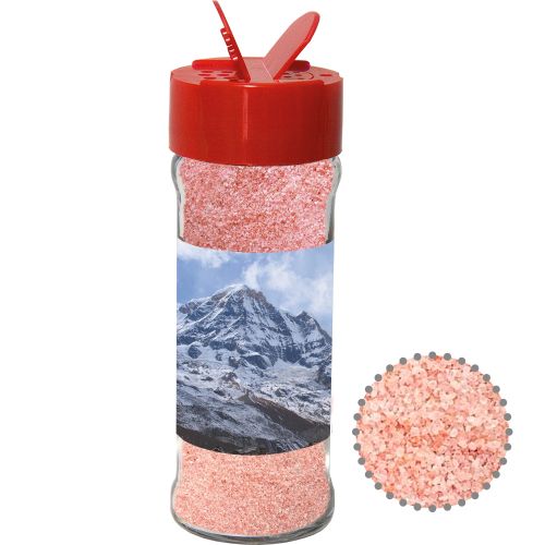 Pink crystal salt, ca. 80g, spice shaker with label