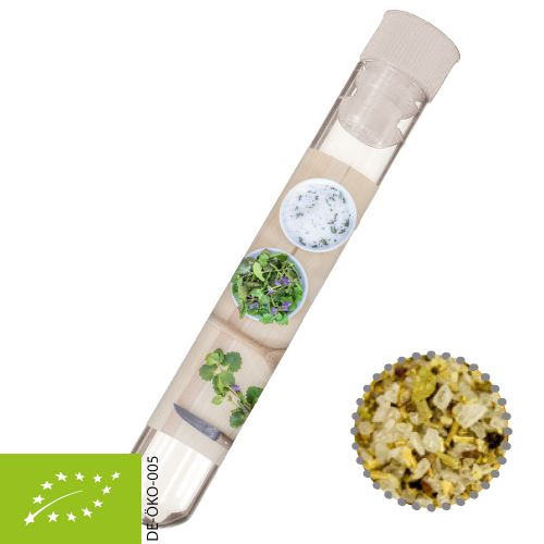 Organic herb salt, ca. 9g, test tube with label