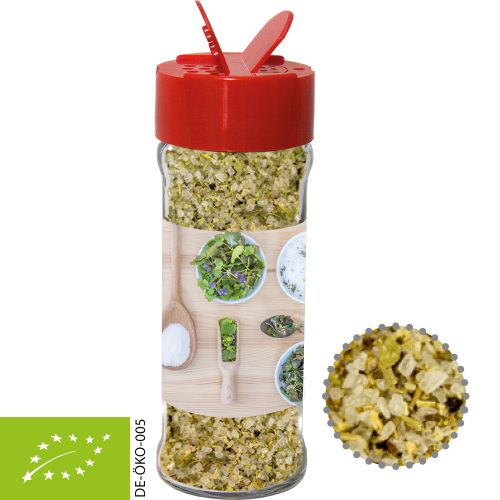 Organic herb salt, ca. 50g, spice shaker with label