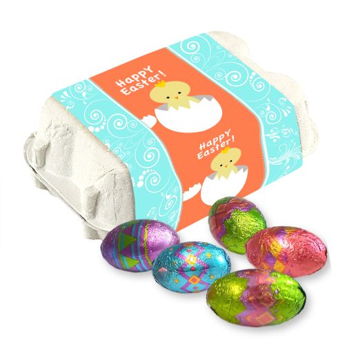 Chocolate easter egg, ca. 25g, egg caton with paper banderole