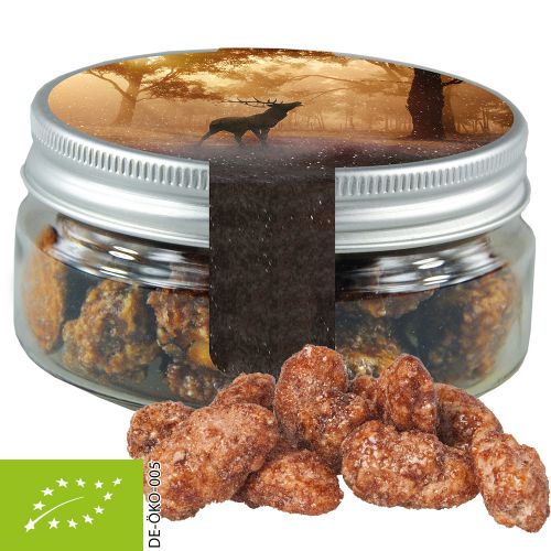 Organic burnt almonds, ca. 60g, mini sweet jar with label