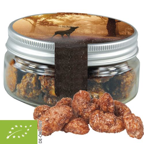 Organic burnt almonds, ca. 60g, mini sweet jar with label