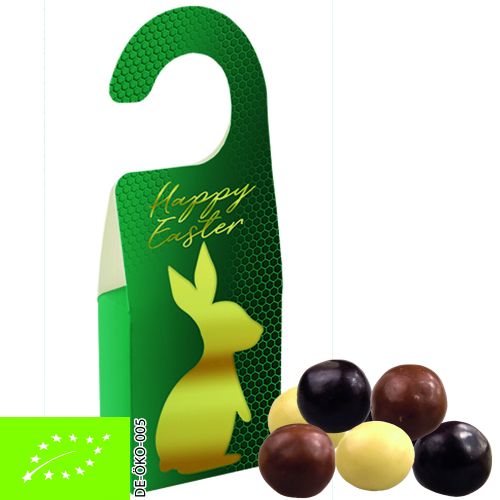 Organic choco crispy balls, ca. 12g, door hanger folded box