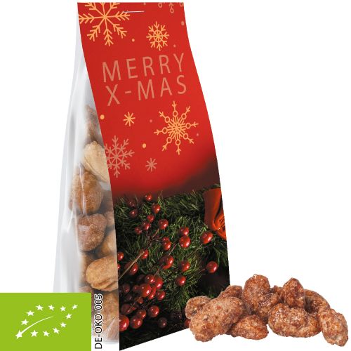 Organic burnt almonds, ca. 40g, express pouch with promotional flyer